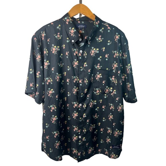 Simply Southern Floral Short Sleeve Button Up Mens Size Large - Picture 1 of 8